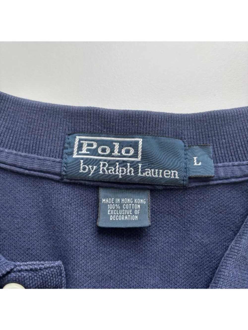 Vintage POLO Ralph Lauren Long Sleeve Polo Shirt Large Navy Blue